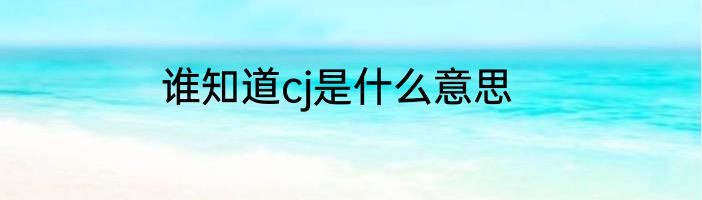 谁知道cj是什么意思