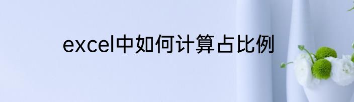 excel中如何计算占比例