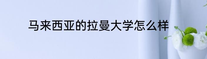 马来西亚的拉曼大学怎么样