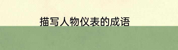 描写人物仪表的成语