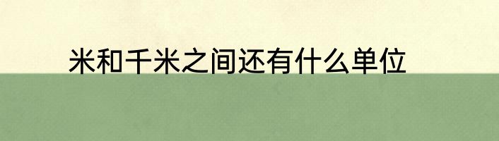 米和千米之间还有什么单位