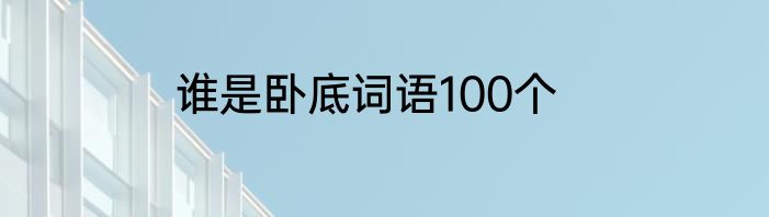 谁是卧底词语100个