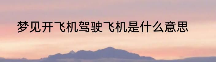 梦见开飞机驾驶飞机是什么意思