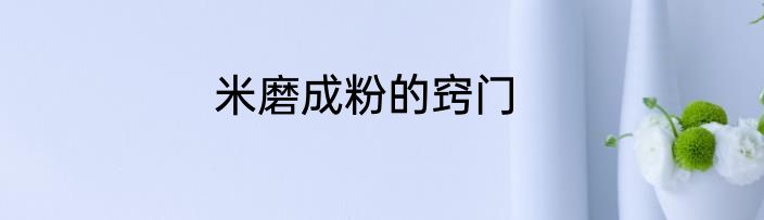 米磨成粉的窍门