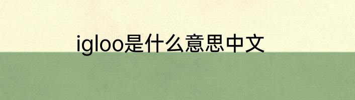 igloo是什么意思中文