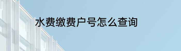 水费缴费户号怎么查询