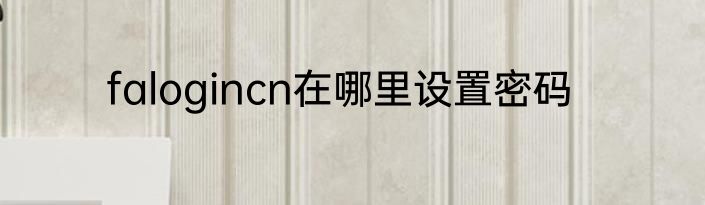 falogincn在哪里设置密码