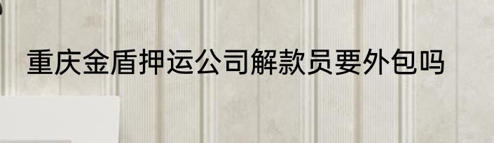 重庆金盾押运公司解款员要外包吗