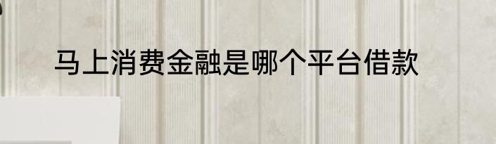马上消费金融是哪个平台借款