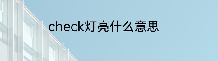 check灯亮什么意思