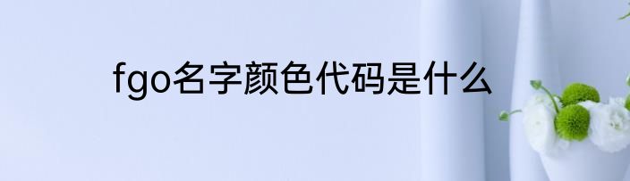 fgo名字颜色代码是什么