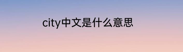 city中文是什么意思