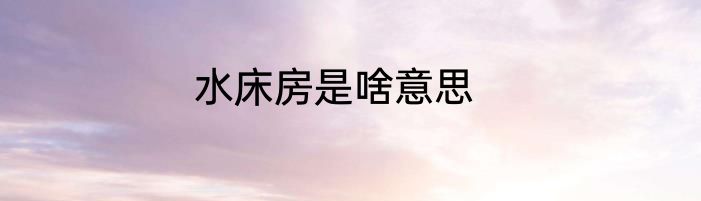 水床房是啥意思