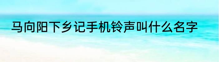 马向阳下乡记手机铃声叫什么名字