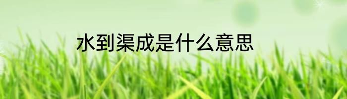 水到渠成是什么意思