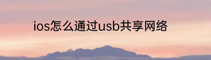 ios怎么通过usb共享网络