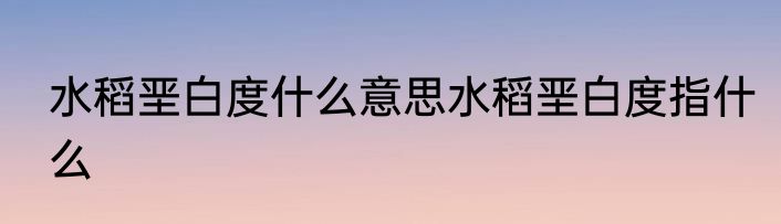 水稻垩白度什么意思水稻垩白度指什么