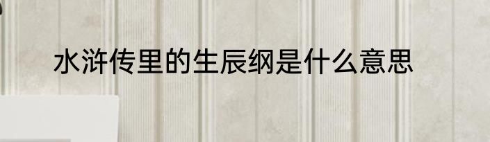 水浒传里的生辰纲是什么意思