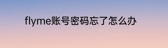 flyme账号密码忘了怎么办