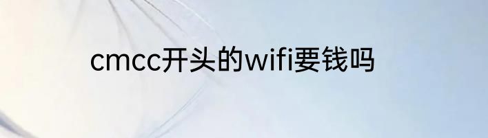 cmcc开头的wifi要钱吗