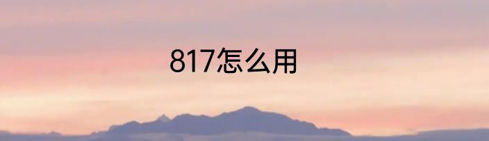 817怎么用