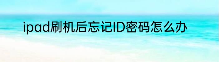 ipad刷机后忘记ID密码怎么办