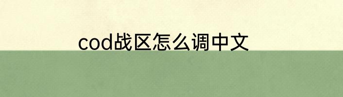 cod战区怎么调中文