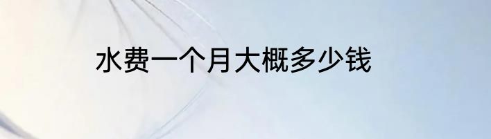 水费一个月大概多少钱