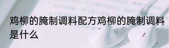 鸡柳的腌制调料配方鸡柳的腌制调料是什么