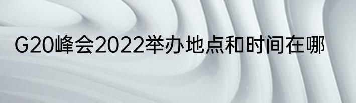 G20峰会2022举办地点和时间在哪