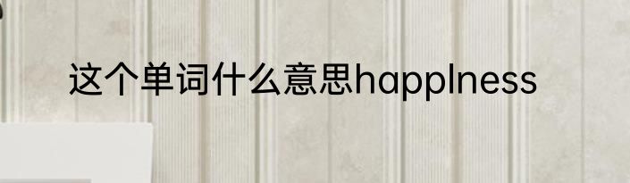 这个单词什么意思happlness