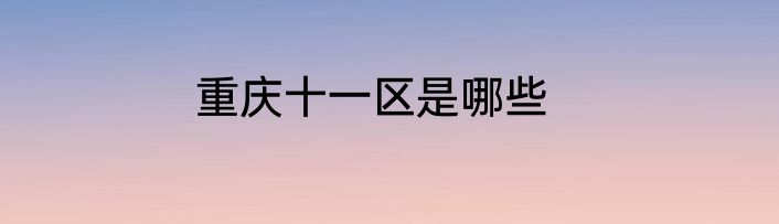 重庆十一区是哪些