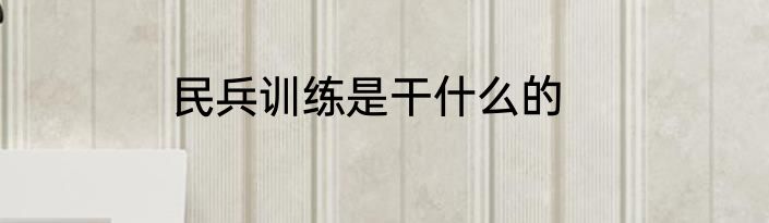 民兵训练是干什么的