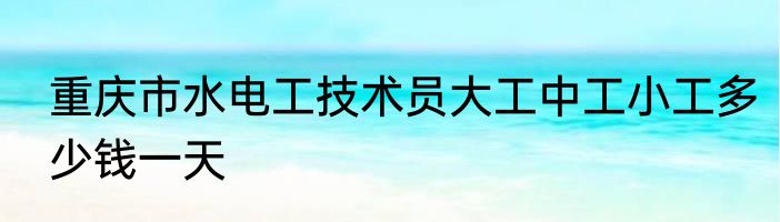 重庆市水电工技术员大工中工小工多少钱一天