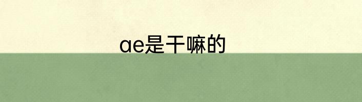 ae是干嘛的