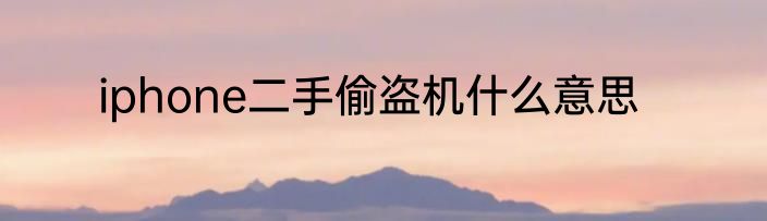 iphone二手偷盗机什么意思
