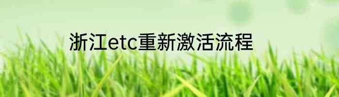 浙江etc重新激活流程