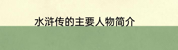 水浒传的主要人物简介