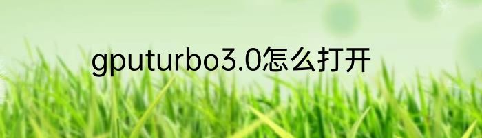 gputurbo3.0怎么打开