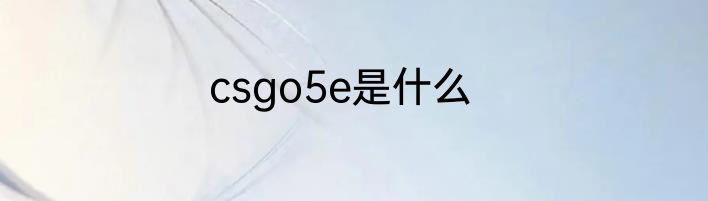 csgo5e是什么