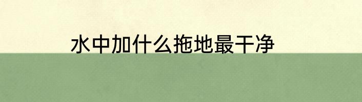 水中加什么拖地最干净