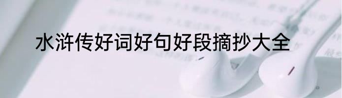 水浒传好词好句好段摘抄大全