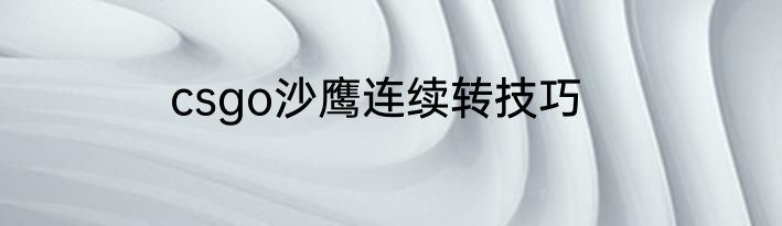 csgo沙鹰连续转技巧