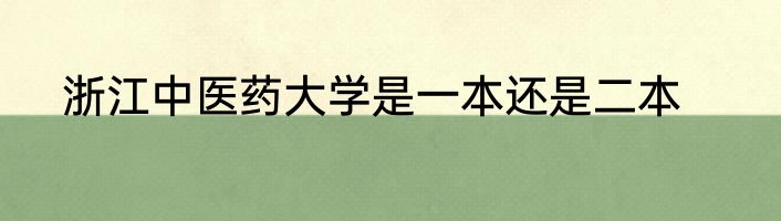 浙江中医药大学是一本还是二本