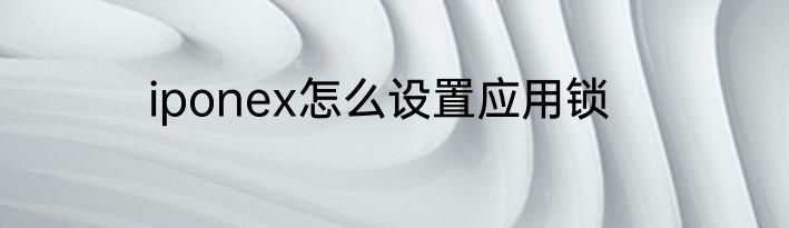 iponex怎么设置应用锁