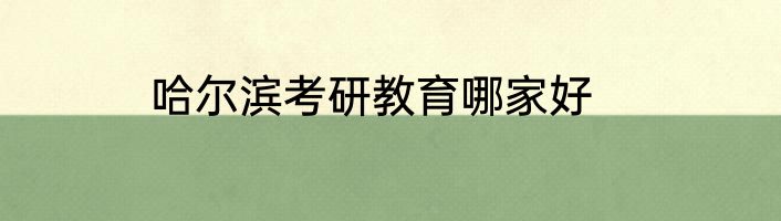 哈尔滨考研教育哪家好