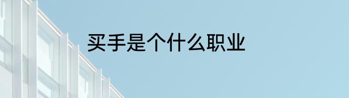 买手是个什么职业
