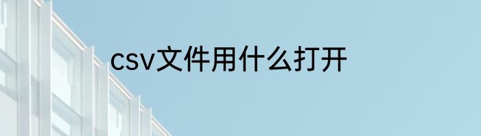 csv文件用什么打开