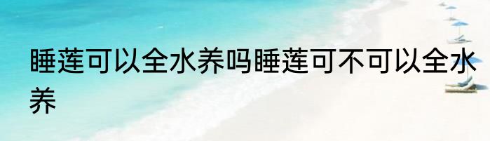 睡莲可以全水养吗睡莲可不可以全水养