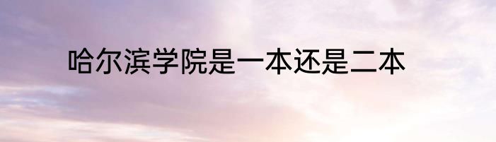 哈尔滨学院是一本还是二本